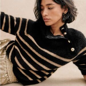 Sezane Trudy Jumper in Black / Lurex size M